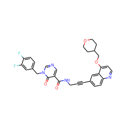 O=C(NCC#Cc1ccc2nccc(OCC3CCOCC3)c2c1)c1cncn(Cc2ccc(F)c(F)c2)c1=O ZINC000096176237