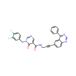 O=C(NCC#Cc1ccc2ncnc(-c3ccccc3)c2c1)c1cncn(Cc2ccc(F)c(F)c2)c1=O ZINC000096176322