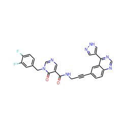 O=C(NCC#Cc1ccc2ncnc(-c3cn[nH]c3)c2c1)c1cncn(Cc2ccc(F)c(F)c2)c1=O ZINC000096176321