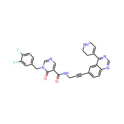 O=C(NCC#Cc1ccc2ncnc(C3=CCNCC3)c2c1)c1cncn(Cc2ccc(F)c(F)c2)c1=O ZINC000096176324