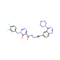 O=C(NCC#Cc1ccc2ncnc(N3CCNCC3)c2c1)c1cncn(Cc2ccc(F)c(F)c2)c1=O ZINC000096176266