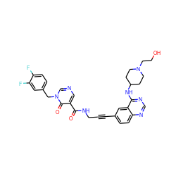 O=C(NCC#Cc1ccc2ncnc(NC3CCN(CCO)CC3)c2c1)c1cncn(Cc2ccc(F)c(F)c2)c1=O ZINC000096176281