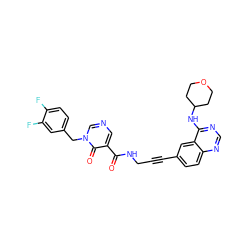 O=C(NCC#Cc1ccc2ncnc(NC3CCOCC3)c2c1)c1cncn(Cc2ccc(F)c(F)c2)c1=O ZINC000096176278