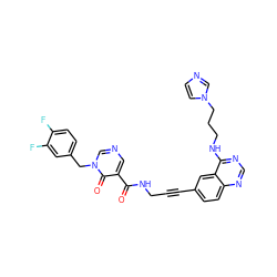 O=C(NCC#Cc1ccc2ncnc(NCCCn3ccnc3)c2c1)c1cncn(Cc2ccc(F)c(F)c2)c1=O ZINC000096176268