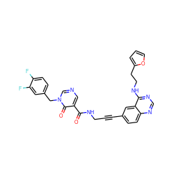 O=C(NCC#Cc1ccc2ncnc(NCCc3ccco3)c2c1)c1cncn(Cc2ccc(F)c(F)c2)c1=O ZINC000096176263