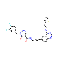 O=C(NCC#Cc1ccc2ncnc(NCCc3cccs3)c2c1)c1cncn(Cc2ccc(F)c(F)c2)c1=O ZINC000096176269