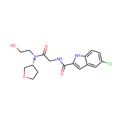 O=C(NCC(=O)N(CCO)[C@@H]1CCOC1)c1cc2cc(Cl)ccc2[nH]1 ZINC000028133819