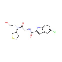 O=C(NCC(=O)N(CCO)[C@@H]1CCSC1)c1cc2cc(Cl)ccc2[nH]1 ZINC000028123369