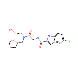 O=C(NCC(=O)N(CCO)C[C@@H]1CCCO1)c1cc2cc(Cl)ccc2[nH]1 ZINC000028124000