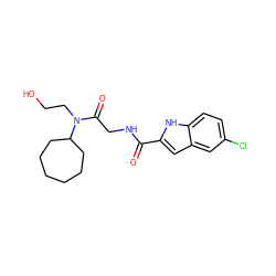 O=C(NCC(=O)N(CCO)C1CCCCCC1)c1cc2cc(Cl)ccc2[nH]1 ZINC000028134247