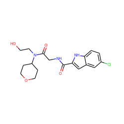 O=C(NCC(=O)N(CCO)C1CCOCC1)c1cc2cc(Cl)ccc2[nH]1 ZINC000028125792