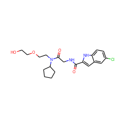 O=C(NCC(=O)N(CCOCCO)C1CCCC1)c1cc2cc(Cl)ccc2[nH]1 ZINC000028129834