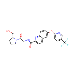 O=C(NCC(=O)N1CCC[C@@H]1CO)c1ccc2cc(Oc3ccc(C(F)(F)F)cn3)ccc2n1 ZINC001772581811