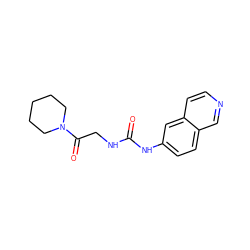 O=C(NCC(=O)N1CCCCC1)Nc1ccc2cnccc2c1 ZINC000296924032