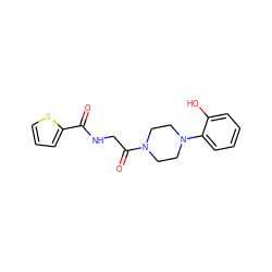 O=C(NCC(=O)N1CCN(c2ccccc2O)CC1)c1cccs1 ZINC000024748293