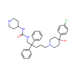 O=C(NCC(CCCN1CCC(O)(c2ccc(Cl)cc2)CC1)(c1ccccc1)c1ccccc1)NC1CCNCC1 ZINC000003952780