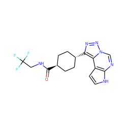 O=C(NCC(F)(F)F)[C@H]1CC[C@H](c2nnn3cnc4[nH]ccc4c23)CC1 ZINC001772603459