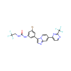 O=C(NCC(F)(F)F)Nc1cc(Br)cc(-c2cnc3cc(-c4ccnc(C(F)(F)F)n4)ccn23)c1 ZINC000169704740