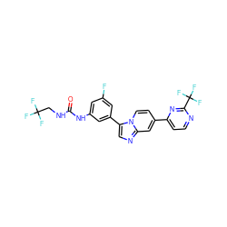 O=C(NCC(F)(F)F)Nc1cc(F)cc(-c2cnc3cc(-c4ccnc(C(F)(F)F)n4)ccn23)c1 ZINC000139659631