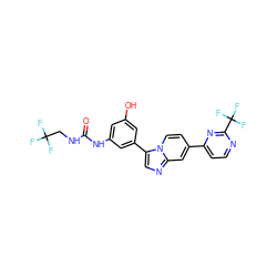 O=C(NCC(F)(F)F)Nc1cc(O)cc(-c2cnc3cc(-c4ccnc(C(F)(F)F)n4)ccn23)c1 ZINC000169704749