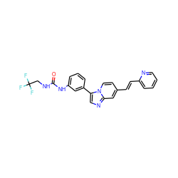 O=C(NCC(F)(F)F)Nc1cccc(-c2cnc3cc(/C=C/c4ccccn4)ccn23)c1 ZINC000169704653