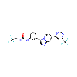 O=C(NCC(F)(F)F)Nc1cccc(-c2cnc3cc(-c4cc(C(F)(F)F)ncn4)ccn23)c1 ZINC000169704689