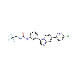 O=C(NCC(F)(F)F)Nc1cccc(-c2cnc3cc(-c4ccc(Cl)nn4)ccn23)c1 ZINC000116147797