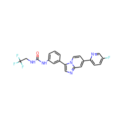 O=C(NCC(F)(F)F)Nc1cccc(-c2cnc3cc(-c4ccc(F)cn4)ccn23)c1 ZINC000139549137