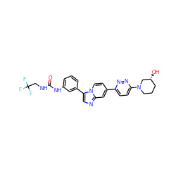 O=C(NCC(F)(F)F)Nc1cccc(-c2cnc3cc(-c4ccc(N5CCC[C@@H](O)C5)nn4)ccn23)c1 ZINC000147345692