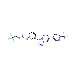 O=C(NCC(F)(F)F)Nc1cccc(-c2cnc3cc(-c4cnc(C(F)(F)F)nc4)ccn23)c1 ZINC000169704693