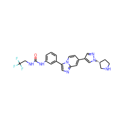 O=C(NCC(F)(F)F)Nc1cccc(-c2cnc3cc(-c4cnn([C@@H]5CCNC5)c4)ccn23)c1 ZINC000147167914