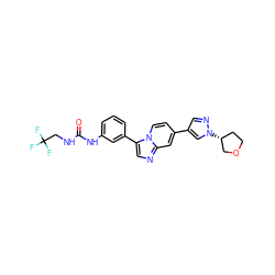 O=C(NCC(F)(F)F)Nc1cccc(-c2cnc3cc(-c4cnn([C@@H]5CCOC5)c4)ccn23)c1 ZINC000146981181