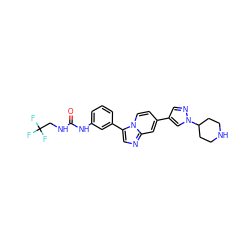 O=C(NCC(F)(F)F)Nc1cccc(-c2cnc3cc(-c4cnn(C5CCNCC5)c4)ccn23)c1 ZINC000139501077