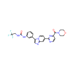 O=C(NCC(F)(F)F)Nc1cccc(-c2cnc3cc(-c4nccc(C(=O)N5CCOCC5)n4)ccn23)c1 ZINC000169704684