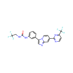 O=C(NCC(F)(F)F)Nc1cccc(-c2cnc3cc(-c4nccc(C(F)(F)F)n4)ccn23)c1 ZINC000147208598