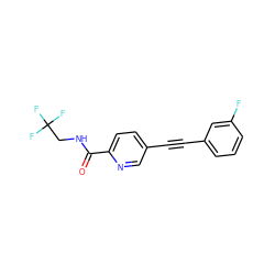 O=C(NCC(F)(F)F)c1ccc(C#Cc2cccc(F)c2)cn1 ZINC000096933561