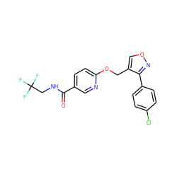 O=C(NCC(F)(F)F)c1ccc(OCc2conc2-c2ccc(Cl)cc2)nc1 ZINC000142720344