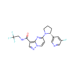 O=C(NCC(F)(F)F)c1cnn2ccc(N3CCC[C@@H]3c3cncc(F)c3)nc12 ZINC000169704218