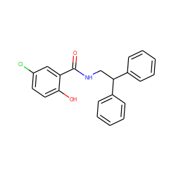 O=C(NCC(c1ccccc1)c1ccccc1)c1cc(Cl)ccc1O ZINC000169330875