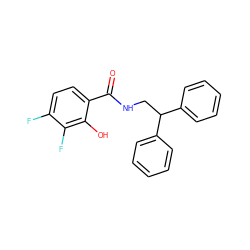 O=C(NCC(c1ccccc1)c1ccccc1)c1ccc(F)c(F)c1O ZINC000169330878