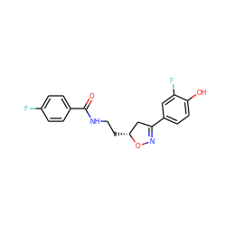 O=C(NCC[C@@H]1CC(c2ccc(O)c(F)c2)=NO1)c1ccc(F)cc1 ZINC000043010138
