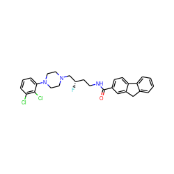 O=C(NCC[C@H](F)CN1CCN(c2cccc(Cl)c2Cl)CC1)c1ccc2c(c1)Cc1ccccc1-2 ZINC000071329781