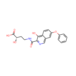 O=C(NCC[C@H](O)C(=O)O)c1ncc2cc(Oc3ccccc3)ccc2c1O ZINC000146745175