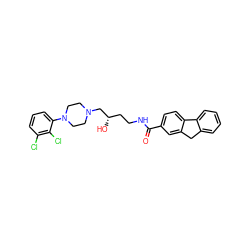 O=C(NCC[C@H](O)CN1CCN(c2cccc(Cl)c2Cl)CC1)c1ccc2c(c1)Cc1ccccc1-2 ZINC000028711329