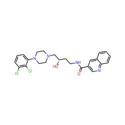 O=C(NCC[C@H](O)CN1CCN(c2cccc(Cl)c2Cl)CC1)c1cnc2ccccc2c1 ZINC000473097173