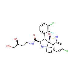 O=C(NCC[C@H](O)CO)[C@@H]1NC2(CCC2)[C@@]2(C(=O)Nc3cc(Cl)ccc32)[C@H]1c1cccc(Cl)c1F ZINC000299829780