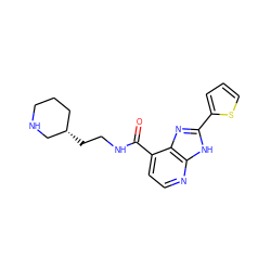 O=C(NCC[C@H]1CCCNC1)c1ccnc2[nH]c(-c3cccs3)nc12 ZINC000144767438