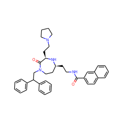 O=C(NCC[C@H]1CCN(CC(c2ccccc2)c2ccccc2)C(=O)[C@@H](CCN2CCCC2)N1)c1ccc2ccccc2c1 ZINC000206898659