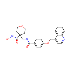 O=C(NCC1(C(=O)NO)CCOCC1)c1ccc(OCc2ccnc3ccccc23)cc1 ZINC000036351988