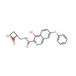 O=C(NCC1(C(=O)O)CCC1)c1ncc2cc(Oc3ccccc3)ccc2c1O ZINC000146700837